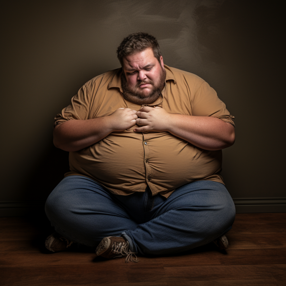 a man struggling because of obesity