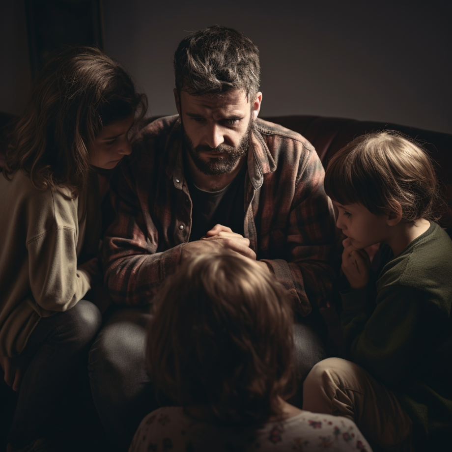 photo of a man surrounded by a supportive family